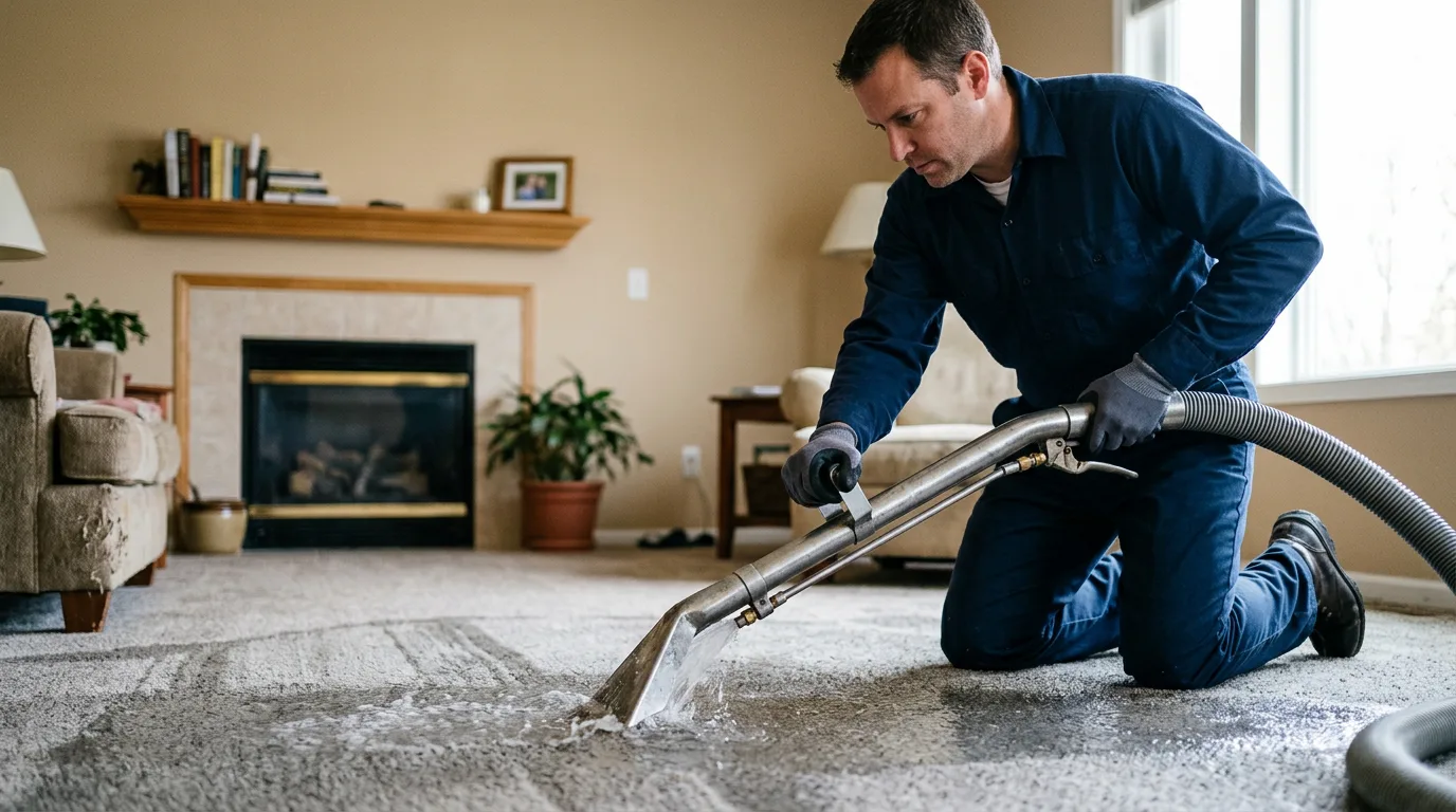 Water damage restoration technician working near New Sweden, ME